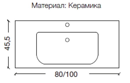 Столешница Boheme керамическая моноблок 100*43,5см 854-100