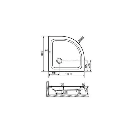Поддон для душа RGW STYLE PL 16180400-11 100x100 см акрил