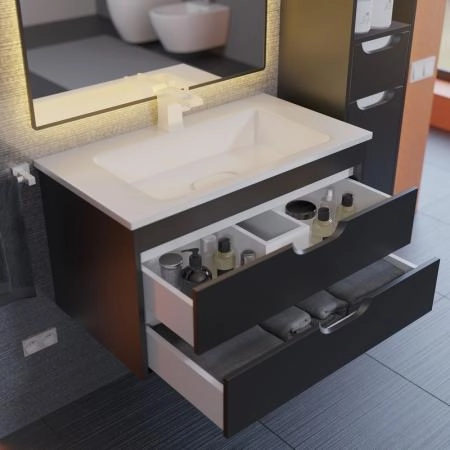 Тумба под раковину для ванной Uperwood Modul 80 см, подвесная, матовая, черная