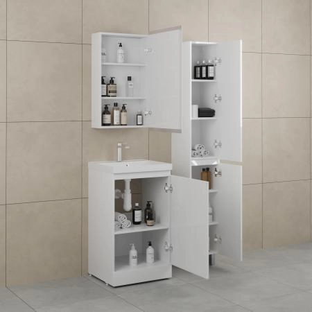 Тумба напольная Style Line БАТЛЕР (1 ящ.) под ASTI 500 Люкс антискрейтч белый глянец PLUS