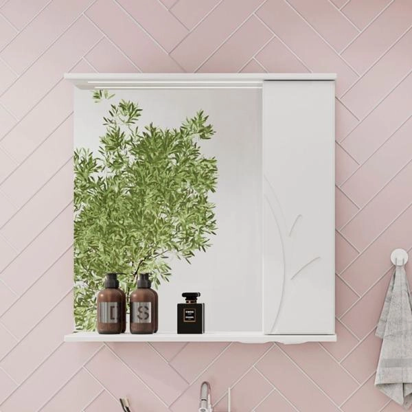 Зеркало-шкаф Volna Adel 70 правый белый глянец