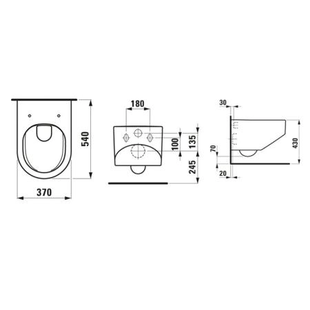 Laufen Sonar Унитаз 53x37x34см подвесной, безободковый, покрытие LCC, цвет: белый