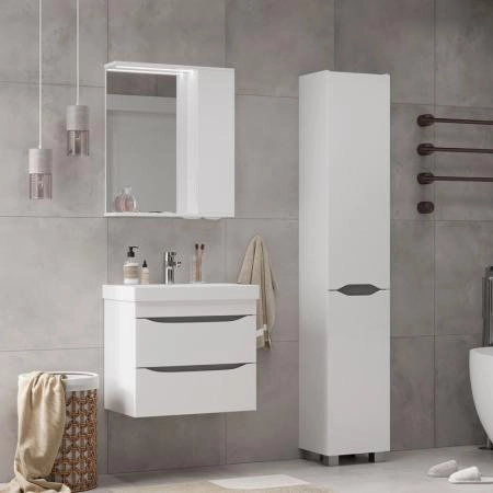 Зеркало-шкаф с LED подсветкой Volna Lake 60 правое (белый)