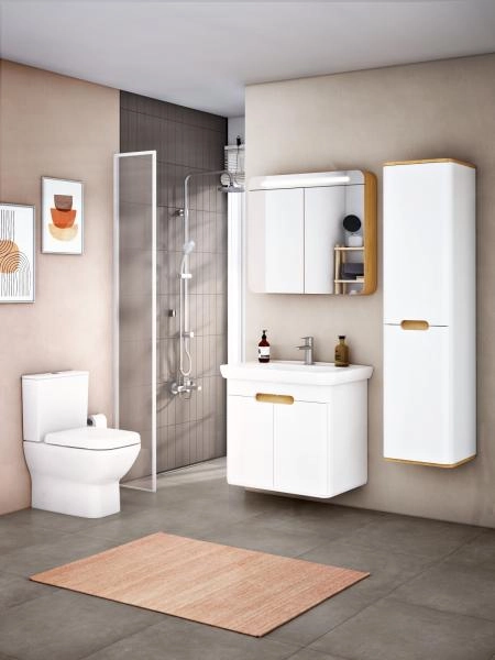 Шкаф пенал VitrA Sento  60854 40 см с корзиной для белья матовый белый МДФ