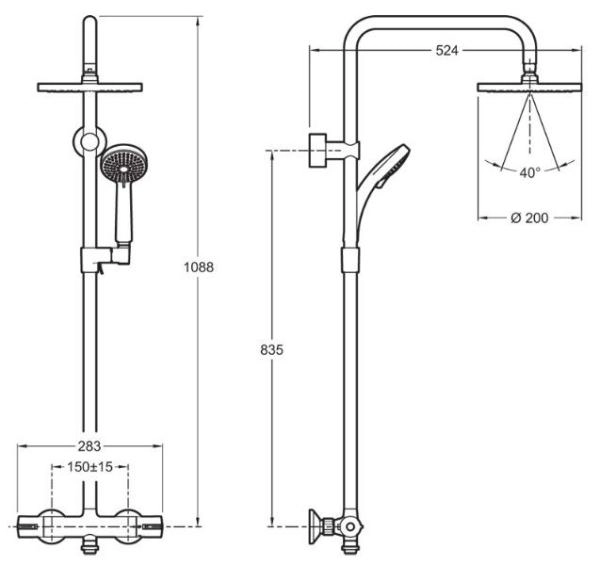 Душевая система с термостатом Jacob Delafon july E45716-CP