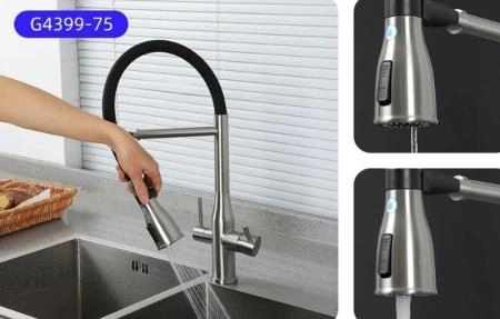 Смеситель Gappo G4399-75 для кухни фильтр д/питьевой воды сатин/черный