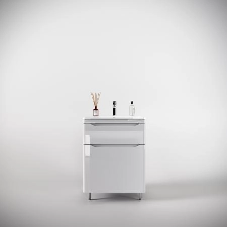 Тумба напольная Style Line Марелла 60 (2 ящ.) Люкс антискрейтч белый глянец, PLUS