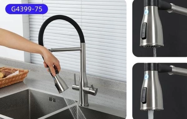 Смеситель Gappo G4399-75 для кухни фильтр д/питьевой воды сатин/черный