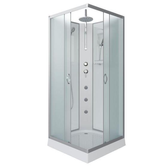 Душевая кабина Niagara NG-1101-14BKTG 900х900х2100-2400 низкий поддон 13см стекло матовое с полкой