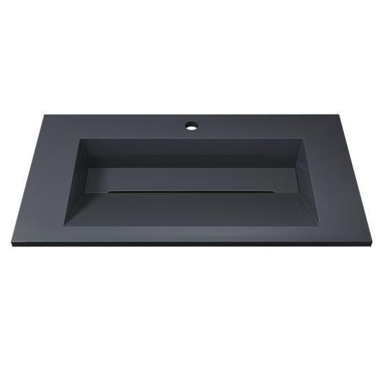 Раковина для ванной полувстраиваемая Uperwood Next Premium 80 см, прямоугольная, серый глянец