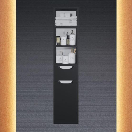 Шкаф-пенал для ванной Uperwood Modul, подвесной, с полками, матовый, черный