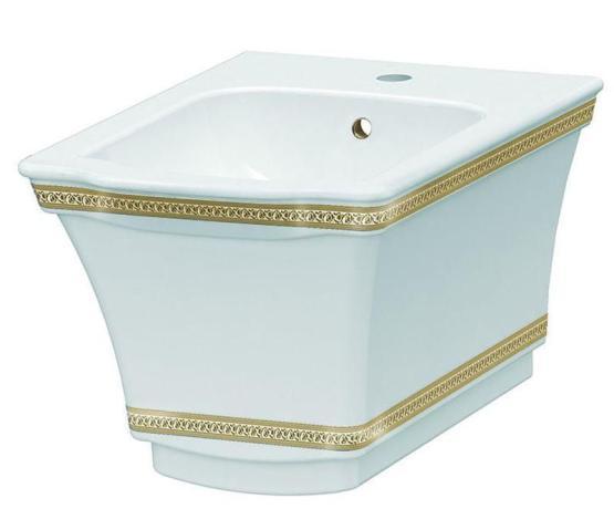 Биде подвесное Boheme Hermitage 953-G белый с золотым узором