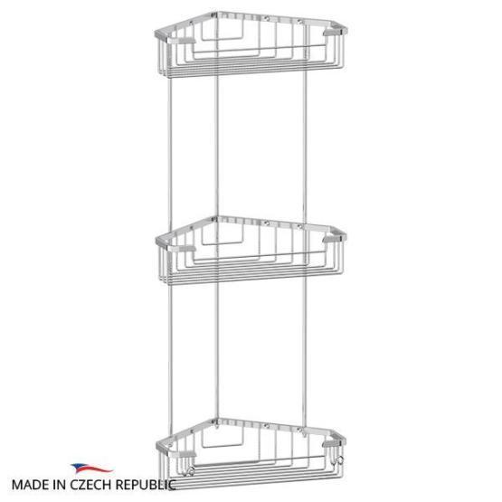 Полочка-решетка FBS Ryna RYN 009 с крючками угловая 3-х ярусная 23/23/23 cm хром