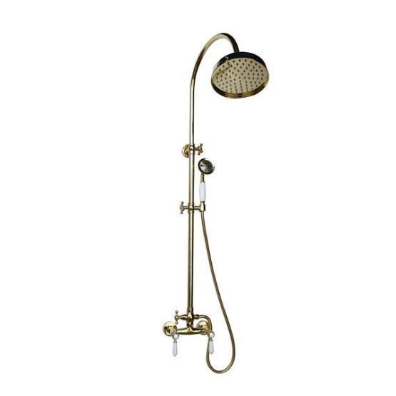 Душевая колонна Magliezza BIANCO 1206-do со смесителем, верхним и ручным душем TL-3-do, тропическая лейка - d-200mm. золото