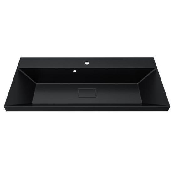 Раковина для ванной Uperwood Classic New 100х45х16,5 см, черная глянцевая, с накладкой для слива