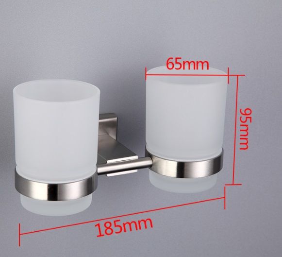 Двойной стакан для зубных щеток Gappo G1708 с держателем сатин