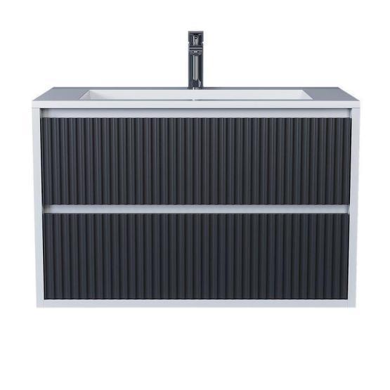 Тумба под раковину для ванной Uperwood Next Premium подвесная, 80 см, белая/графит, 2 ящика