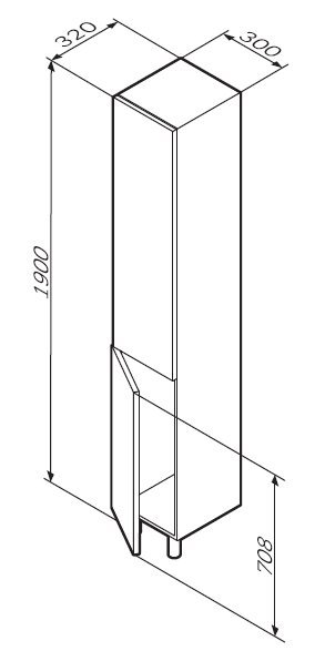 Шкаф колонна Am.Pm Gem M90CSL0306WG 35 см напольный,цвет белый глянец,левый