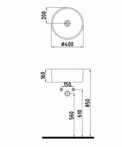 Раковина Bien HARMONY 40 см на столешницу HRLG04001FD0W3000