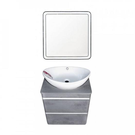 Тумба Style Line Elfante Атлантика 80 подвесная, Люкс бетон темный, (2 ящ.), со столешницей МДФ, PLUS