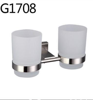 Двойной стакан для зубных щеток Gappo G1708 с держателем сатин