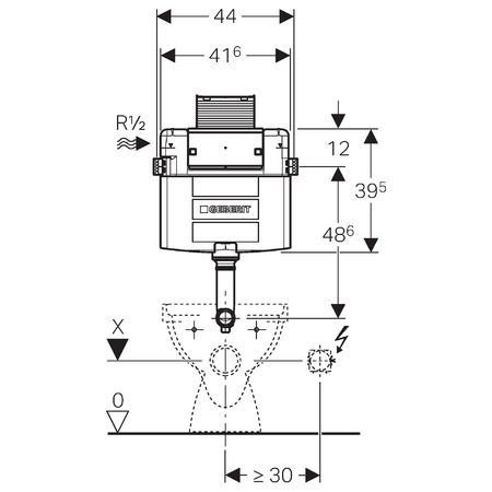 Бачок скрытого монтажа GEBERIT 109.050.00.1 для приставного унитаза