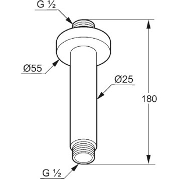 Кронштейн потолочный Kludi A-Qa 6651591-00 для душа 15 см, отражатель круглый, цвет белый