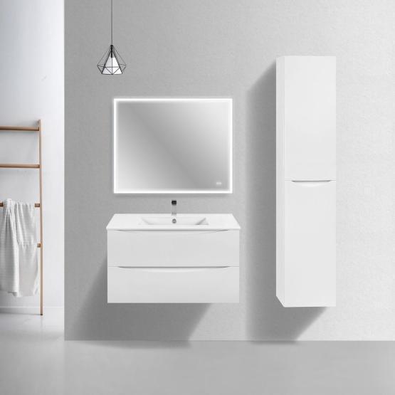 Тумба под раковину Vincea Mia Slim 900 подвесная, 2 выкатных ящика soft close, G.White