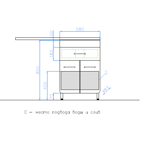 Тумба под раковину Style Line Elfante Валеро 60 напольная, Космос 120, Люкс PLUS