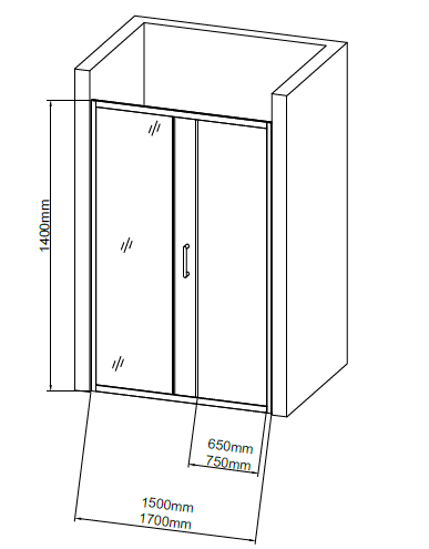 Шторка для ванны GROSSMAN GR-170/2 (140*170) алюминиевый профиль, стекло прозрачное 6мм