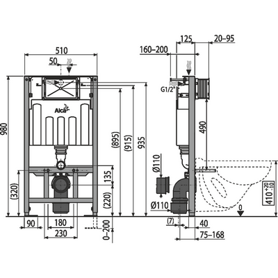 Инсталляция AlcaPlast Sadromodul AM101/1000 для унитазов