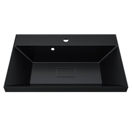 Раковина для ванной Uperwood Classic New 70х45х16,3 см, черная глянцевая, с накладкой для слива