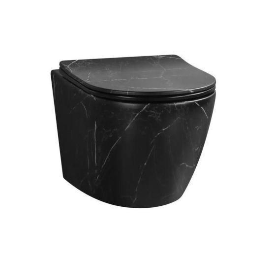 Унитаз Cerutti SPA SELLA Aria Tornado MMB подвесной безободковый черный мрамор матовый со смывом торнадо CT9531 (490х370х370)