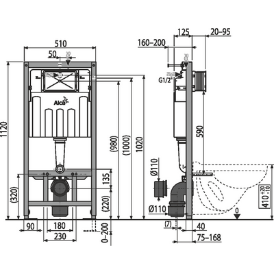 Инсталляция AlcaPlast Sadromodul AM101/1120-0001 для унитазов