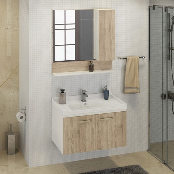 Зеркало шкаф Comforty Рига-80 дуб сонома