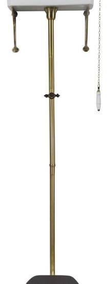 Высокая труба с механизмом слива 7077-BR, с цепочкой и керамической ручкой, с кронштейнами (2 шт.), цвет бронза