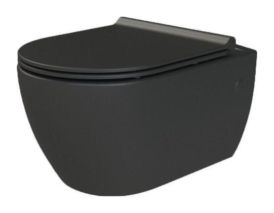 Унитаз подвесной безободковый Boheme Bianco 961 Черный матовый с крышкой ультра слим и микролифтом