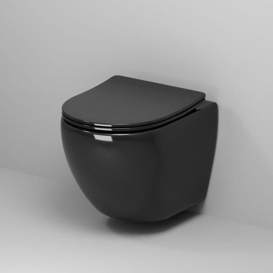 Унитаз Grossman GR-4455BS Color (485*365*360) ЧЕРНЫЙ подвесной Безободковый  с тонкой крышкой