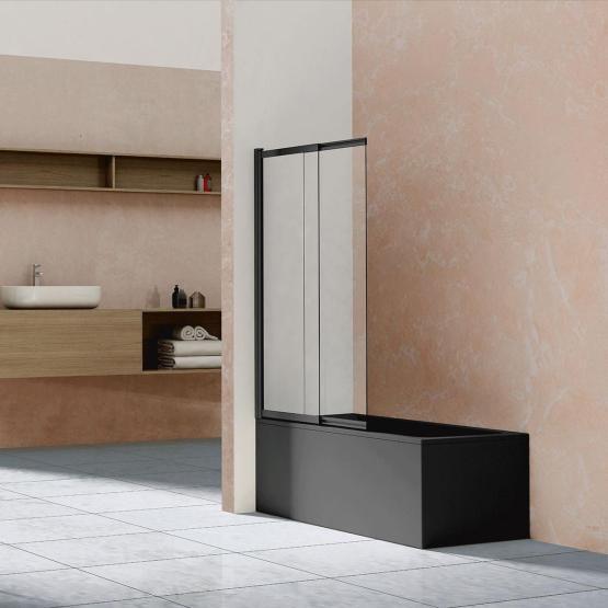 Шторка на ванну Vincea VSB-1E100CLB, 1000*1450, матовый черный, стекло прозрачное