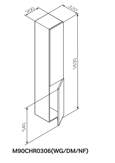 Шкаф колонна Am.Pm Gem M90CHR0306WG 35 см подвесной,цвет белый глянец,правый
