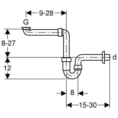 151.107.11.1 Geberit Сифон U-образный, с отводом