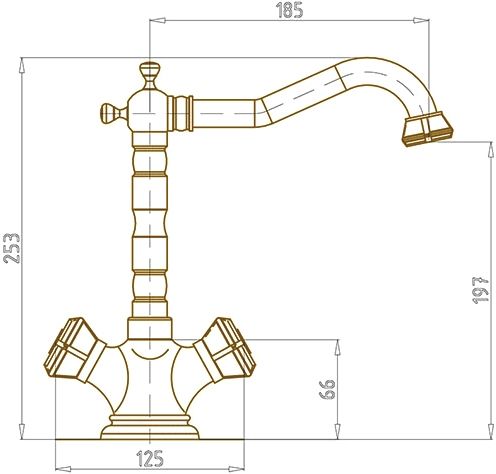 Смеситель на раковину Bronze de Luxe ROYAL (10105) бронза: купить в интернет-магазине  сантехники!