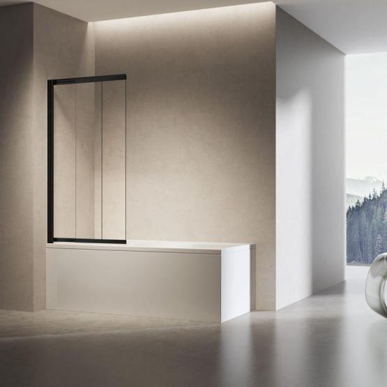 Душевая шторка Vincea VSB-6E900CLB-L, 900*1400, черный, стекло прозрачное, левая