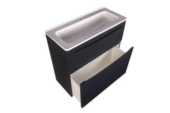 Тумба под раковину Style line El Fante напольная Бергамо мини 80 (2 ящ.) Люкс антискрейтч черный, PLUS