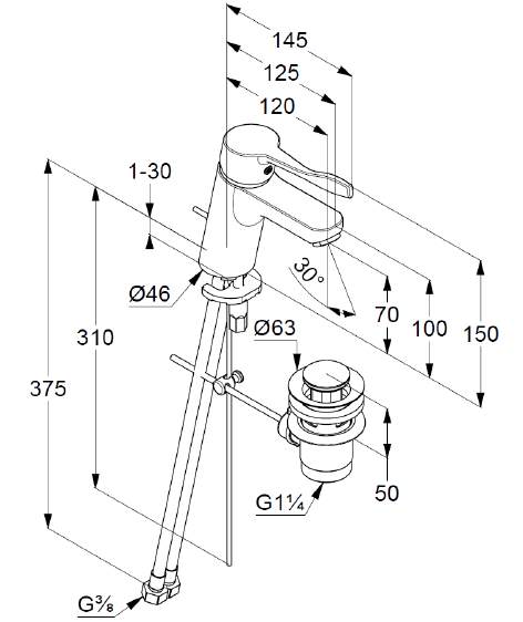 Смеситель для раковины Kludi Pure&Easy 372840565