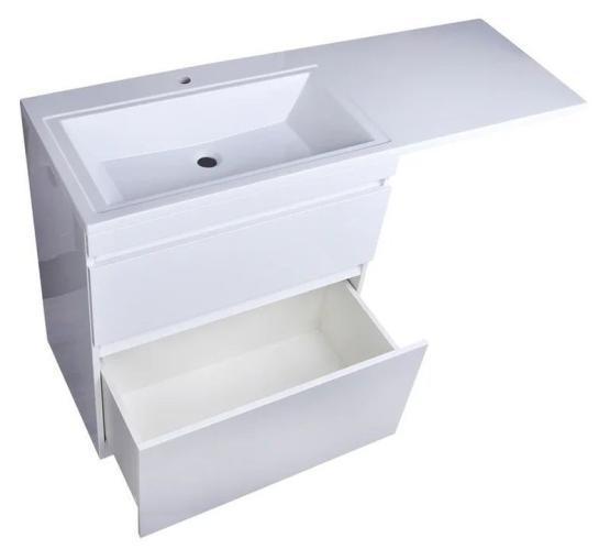 Тумба Style Line Elfante Даллас 140, 2 ящика, Люкс белая, PLUS напольная