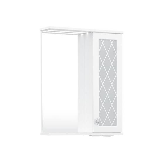 Зеркало-шкаф с LED подсветкой Volna Milena 55 правое белый глянец