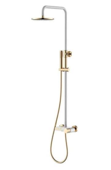 Душевая система Boheme Stick белый, ручка Touch золото 128-WG.2