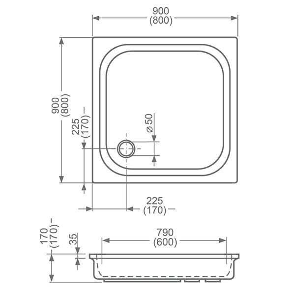 Душевой поддон Roltechnik Cola-p 8000023 90x90