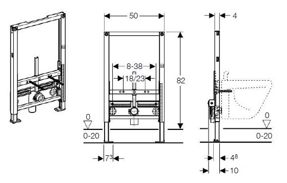Geberit Duofix 111.524.00.1 инсталляция для биде H82 высота 82 см